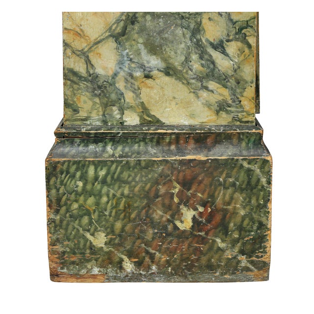 Faux Marble Painted Wood Pedestal or Cabinet For Sale - Image 4 of 9