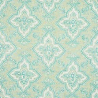Schumacher Amalia Medallion Handmade Print Fabric in Mineral For Sale