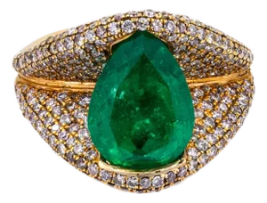 Late 20th Century 18k Rose Gold Emerald Ring, Size 5