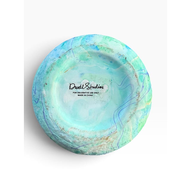 Late 20th Century Late 20th Century DwellStudio Textured Aqua & Turquoise Decorative Vase For Sale - Image 5 of 5