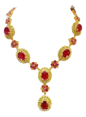 Bochic “Capri” Vintage Ruby & Yellow Sapphire Necklace - 18K & Silver