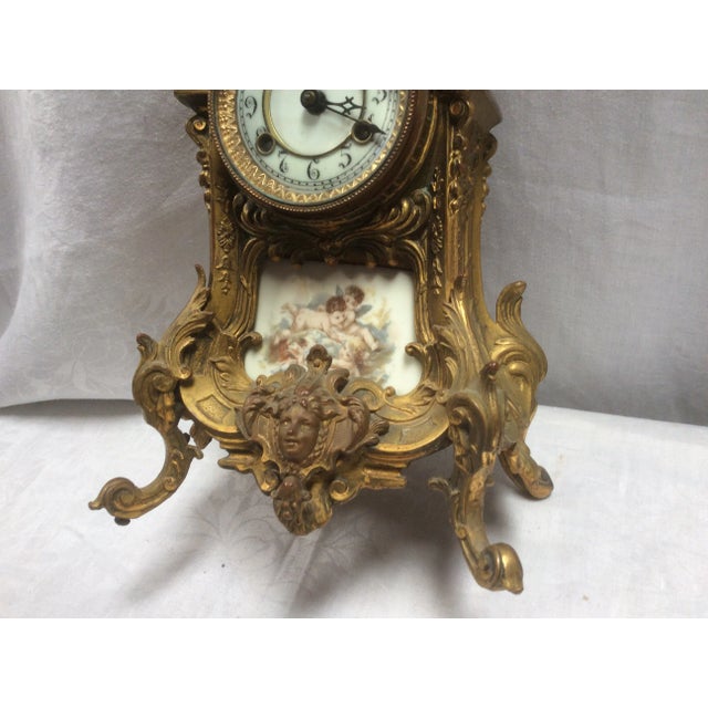 French Antique Porcelain French Clock With Angels For Sale - Image 3 of 7