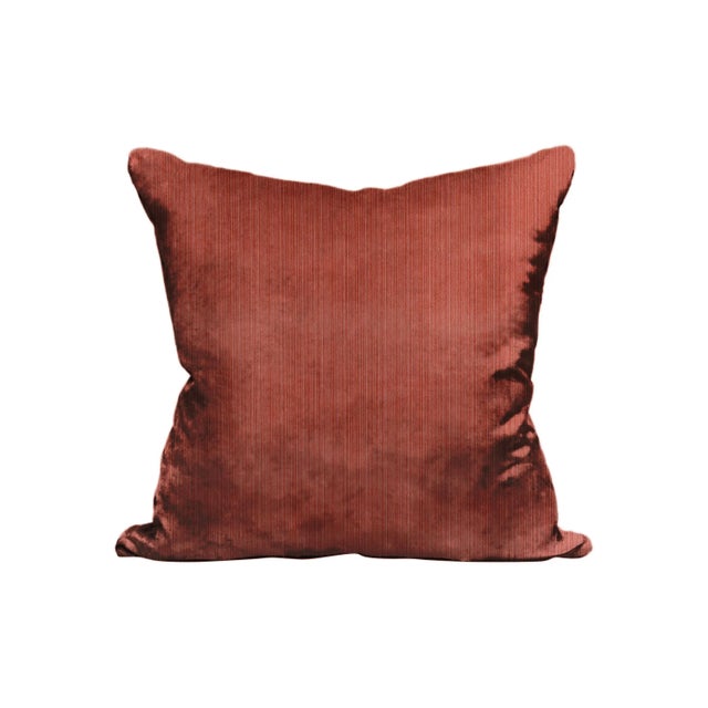 Contemporary The House of Scalamandré Strie Velvet Pillow, Hibiscus For Sale - Image 3 of 3