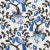 Schumacher Olive Tree Fabric in Black & Blue For Sale