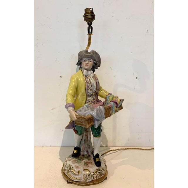 Ceramic Polychrome Porcelain Group Mounted as a 20th Century Lamp For Sale - Image 7 of 10