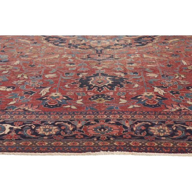 Late 19th Century Antique Persian Serapi Rug - 08'08 X 11'07. For Sale - Image 4 of 9