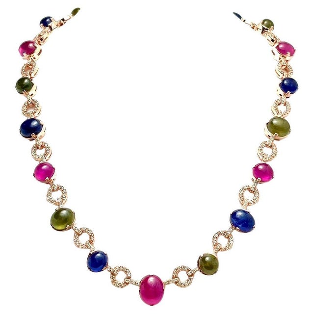 Bochic “Capri” Vintage Ruby & Multi-Color Sapphire Convertible Necklace in 18K Gold & Silver A vibrant and sophisticated...