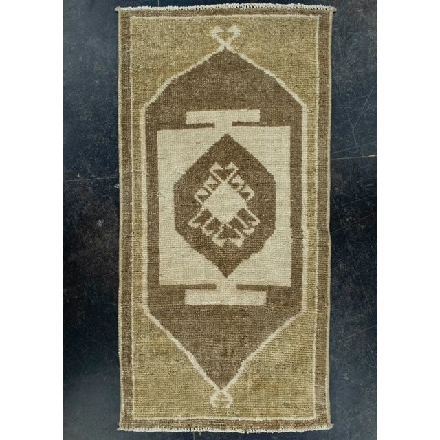 Brown Turkish Mini Rug Oriental Hand Knotted Vintage Rug 1'6" x 3'1" #16550 For Sale - Image 8 of 8