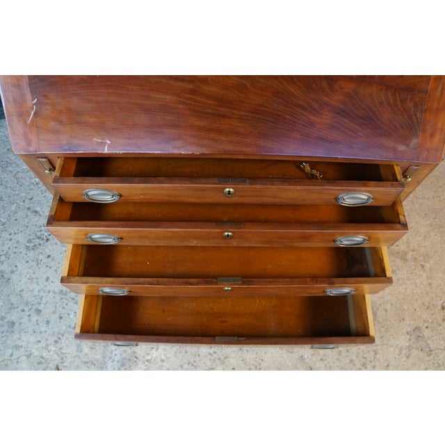 Antique American Federal Hepplewhite Mahogany Slant Drop Front Secretary Desk For Sale - Image 13 of 18