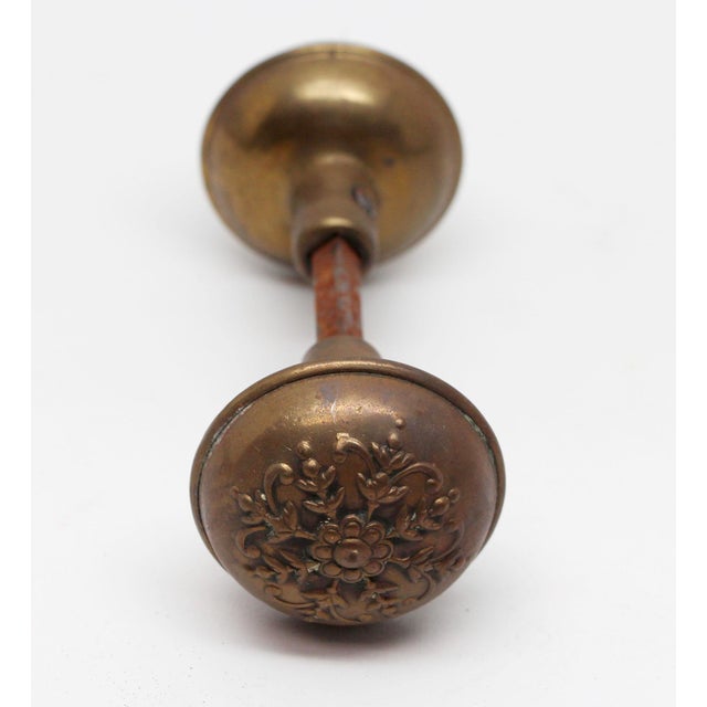 Antique Norwalk Brass Floral Door Knobs For Sale - Image 4 of 4