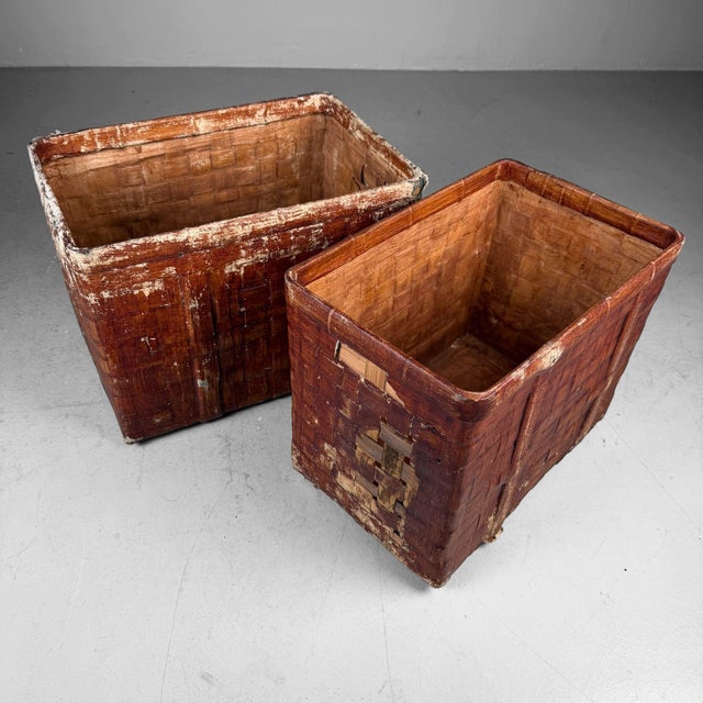 Vintage Japanese Bamboo Baskets, 1930s, Set of 2 For Sale - Image 17 of 18