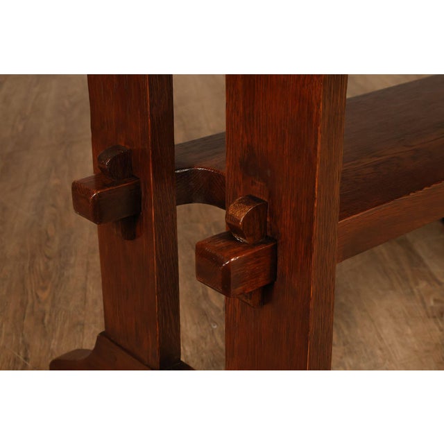 Wood Gustav Stickley Mission Oak Trestle Library Table For Sale - Image 7 of 14