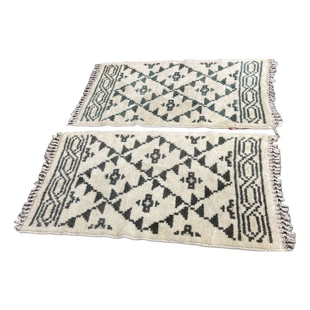 Moroccan Handmade Wool Rugs, Set of 2 For Sale