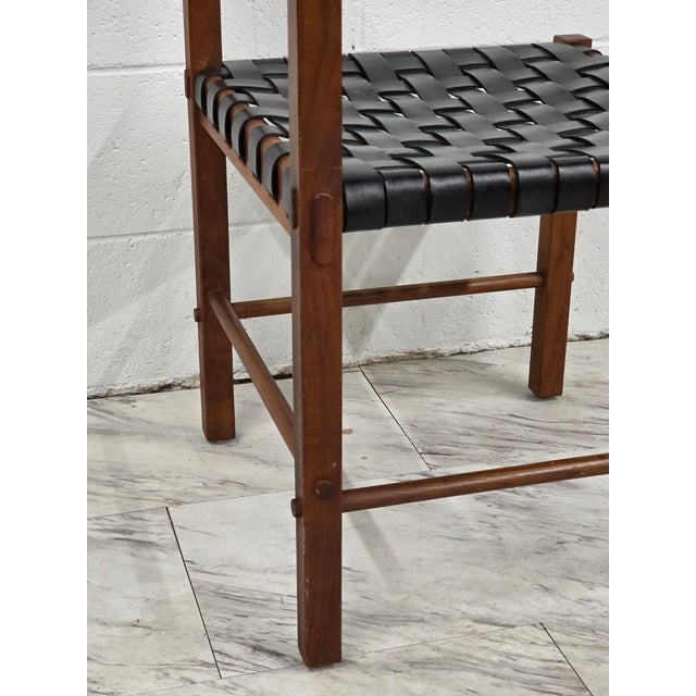 Wood 1950s Mid Century Woven Leather Chair Attributed to Robert Baron for Glenn of California For Sale - Image 7 of 7