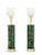 Early 20th Century Vintage Emerald Green Gold Decorated Cylinder Shape Table Lamps- a Pair For Sale