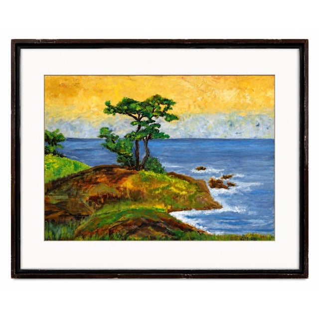 Capture the timeless beauty of the California coastline with this original signed oil painting, dated 1976. Richly...