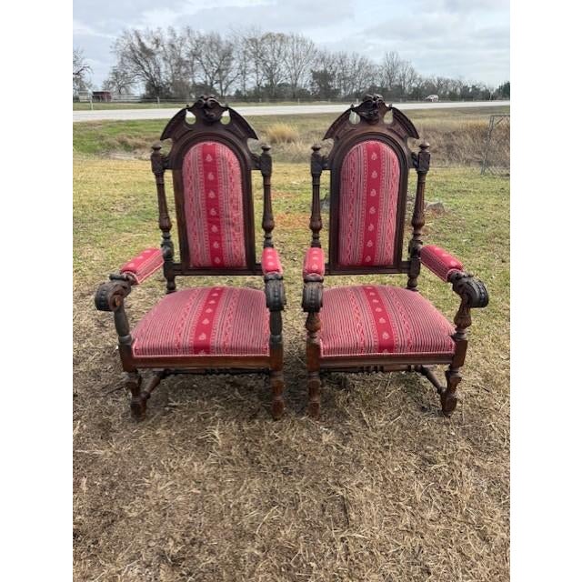 19th Century Large 18th Century French Renaissance Solid Walnut Armchair- A Pair For Sale - Image 5 of 18