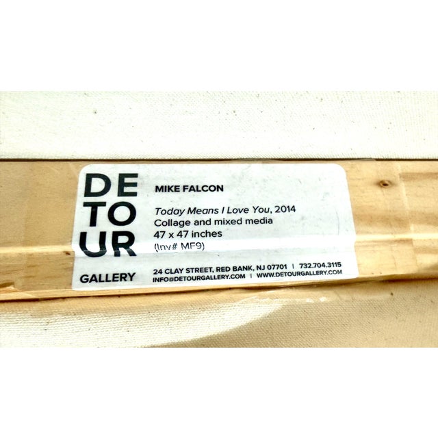 Mike Falcon, Large Mike Falcon Torn Paper Collage Painting Assemblage Pop Art Decollage For Sale - Image 15 of 18
