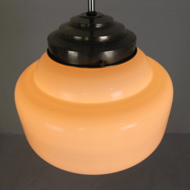 Art Deco Pendant Lamp with Stepped Opaline Shade, 1930s For Sale - Image 6 of 11