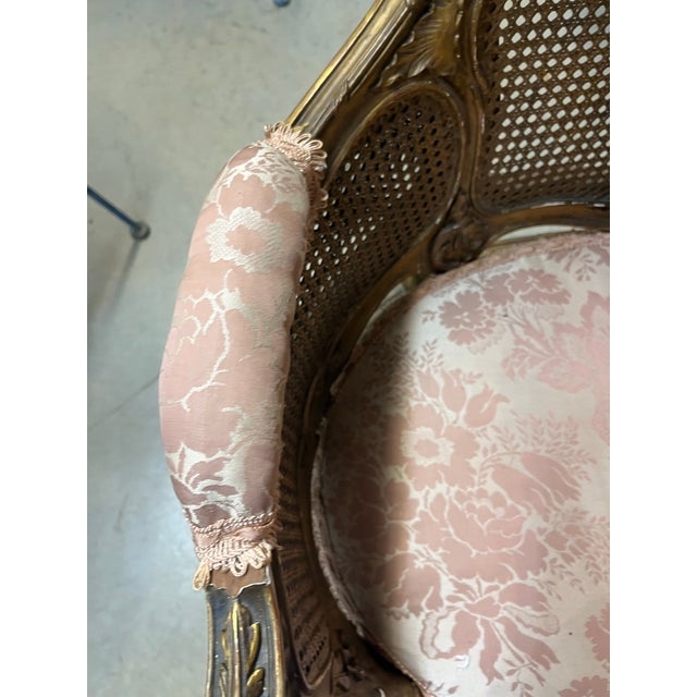 Gold Antique Louis XVI Style Wood Settee For Sale - Image 8 of 8