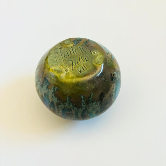Mid Century Monterey Jade Studio Pottery Vase - Blue and Green Glazes For Sale - Image 9 of 10