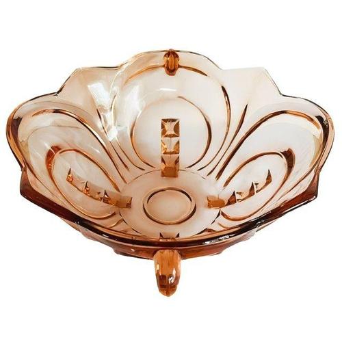 Glass Vintage Glass Fruit Bowl in Pink Glass from August Walther & Sons, 1930s For Sale - Image 7 of 7