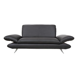 Gavin 117 Leather Two-Seater Rossini Sofa in Black Anthracite with Manual Function from Koinor For Sale