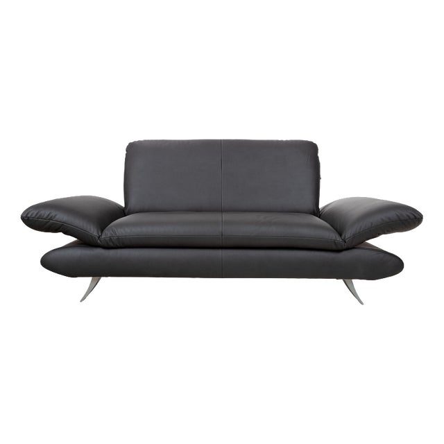 Gavin 117 Leather Two-Seater Rossini Sofa in Black Anthracite with Manual Function from Koinor For Sale