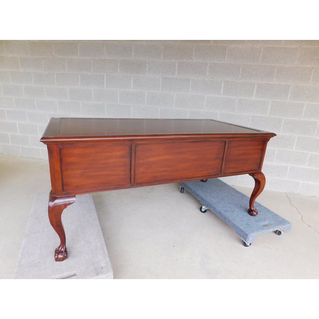 Sligh Ellis Mahogany Tooled Leather Top Chippendale Style Executive