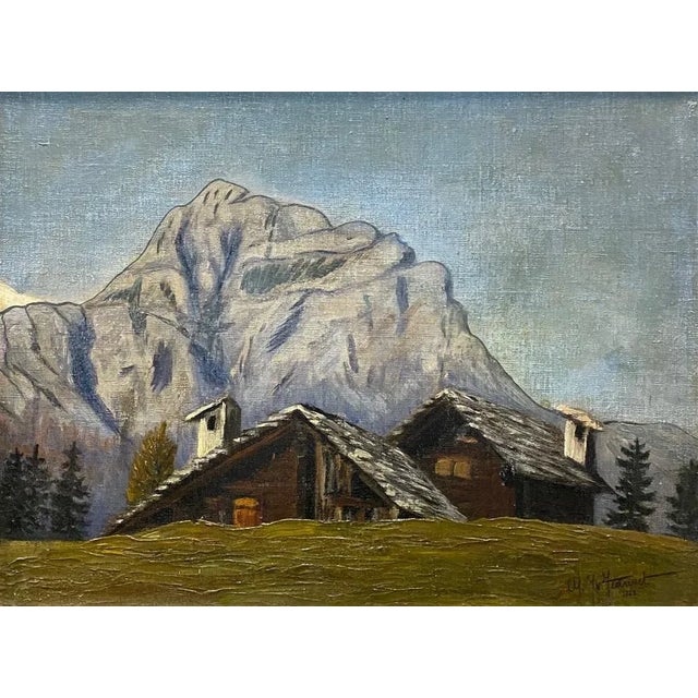 Blue Swiss Chalets, 1927, Oil on Canvas, Framed For Sale - Image 8 of 8