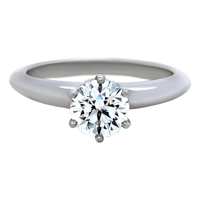 Tiffany & Co Platinum Diamond Engagement Ring 0.85ct, Size 5.25 For Sale