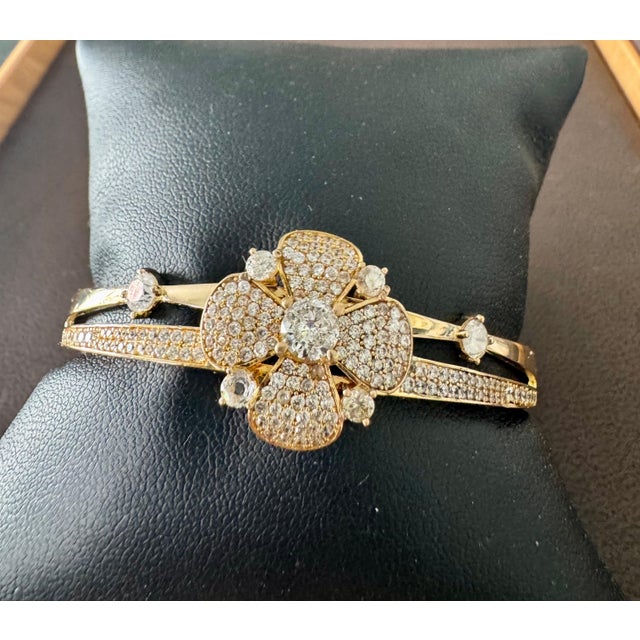 3.8 Carat Diamond 14 Karat Gold Cocktail Bangle Bracelet /cuff Estate 13.8 Gm For Sale - Image 4 of 18