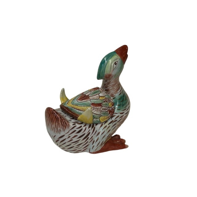 Ceramic Vintage Oriental Handmade Mix Color Ceramic Water Duck Display Figure For Sale - Image 7 of 9