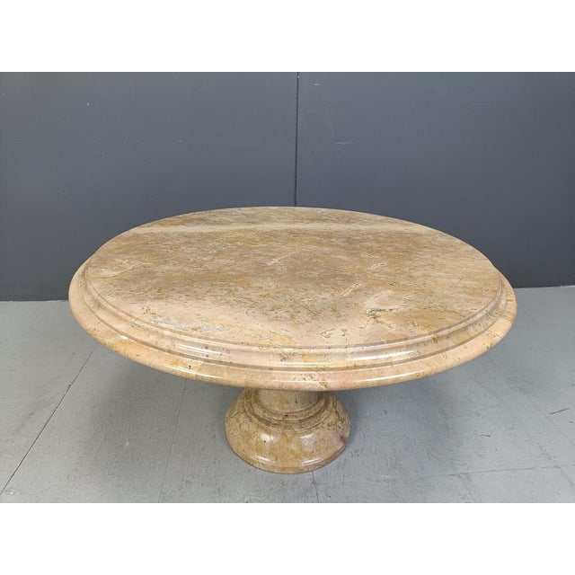 Vintage Italian Round Marble Coffee Table, 1960s For Sale - Image 3 of 11