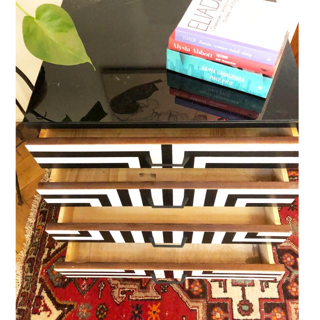 Polish Modular Sideboard with Op Art Motif in Glass, 1970, Set of 2 For Sale - Image 14 of 18