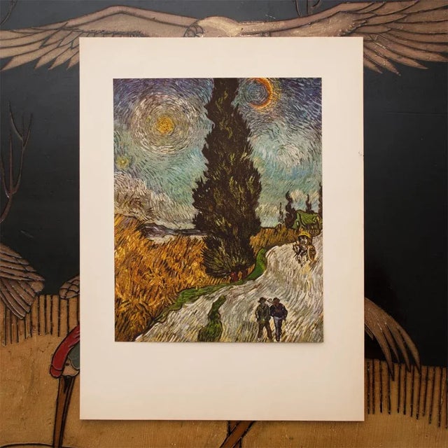 1950s 1950s After Vincent Van Gogh "The Road With Cypresses", First Edition Vintage Print For Sale - Image 5 of 9