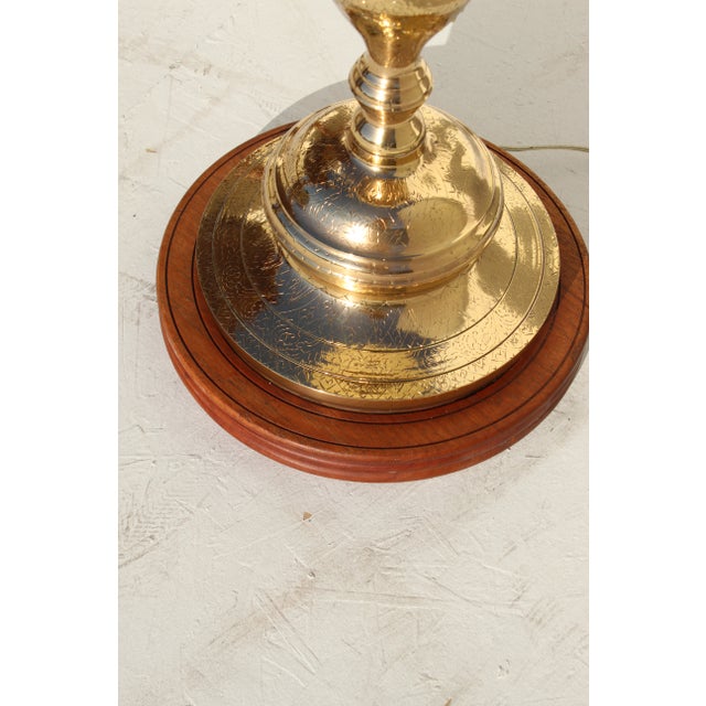 1960s Hollywood Regency Brass Floor Lamp with Shade For Sale - Image 9 of 14