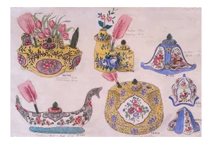 Unknown, Porcelain Vases, China Ink and Watercolor, 1890s