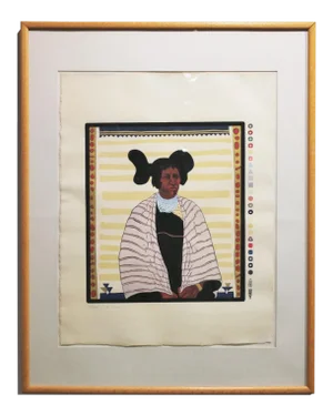 T.C. Cannon "Hopi Maiden" Print 44/200 Native American Woodcut Portrait 1973-1977