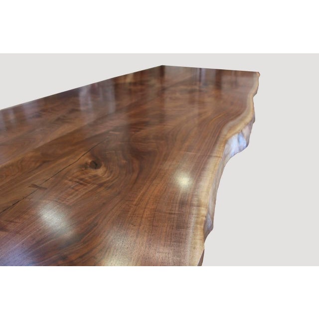 Andrianna Shamaris Walnut Dining Table with Bronze Legs For Sale - Image 4 of 5