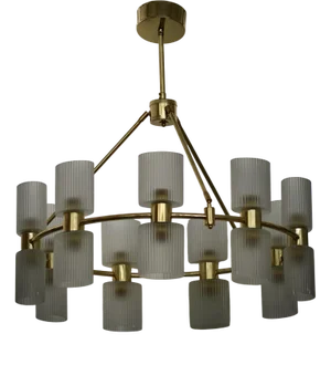 Mid-Century Murano Round Art Glass and Brass Chandeliers and Pendant