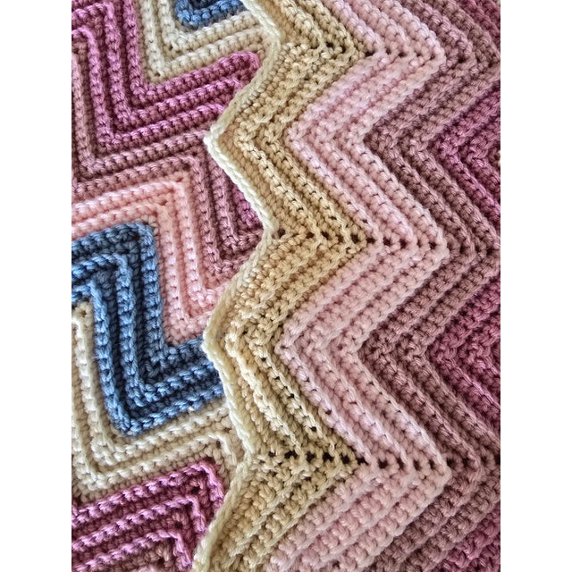 Vintage Crocheted Afghan Blanket For Sale