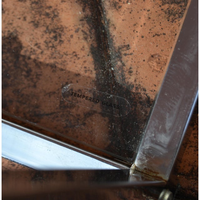 Modern White Glossy Top Chrome Coffee Table With Tempered Glass Bottom Shelf For Sale - Image 17 of 18