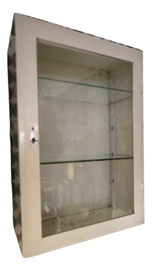 Sheet Metal and Glass Wall Mounted Medicine Cabinet, 1940s
