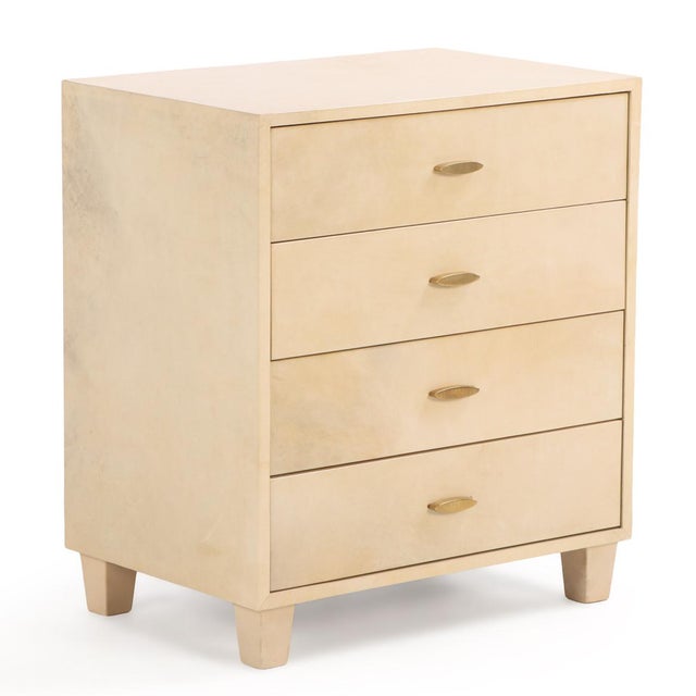 Mid-Century Modern Mid-Century Parchment Covered Commode or Night Stand, C. 1960. For Sale - Image 3 of 7