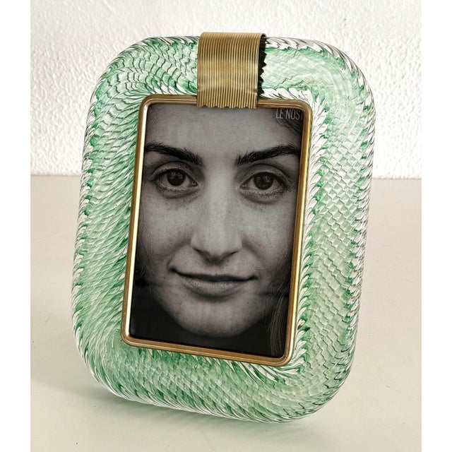 Green Italian Murano Twist Glass Picture Frame in Green, 1990s For Sale - Image 8 of 11
