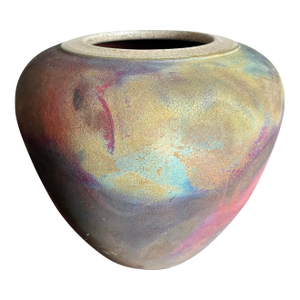 Leslie Mitchell Raku Flash Vase, Texas Art Studio