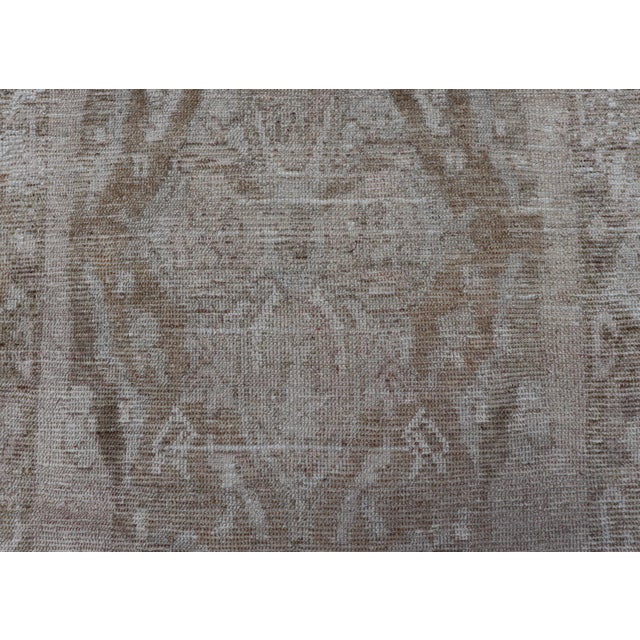 Tribal Antique Turkish Oushak Rug in Taupe, Soft Brown and Faded Beige For Sale - Image 3 of 9