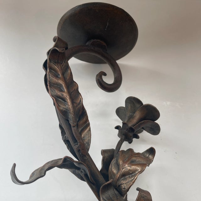 Vintage Hand Wrought Metal Candlestick Holders Set of 2 For Sale - Image 10 of 13