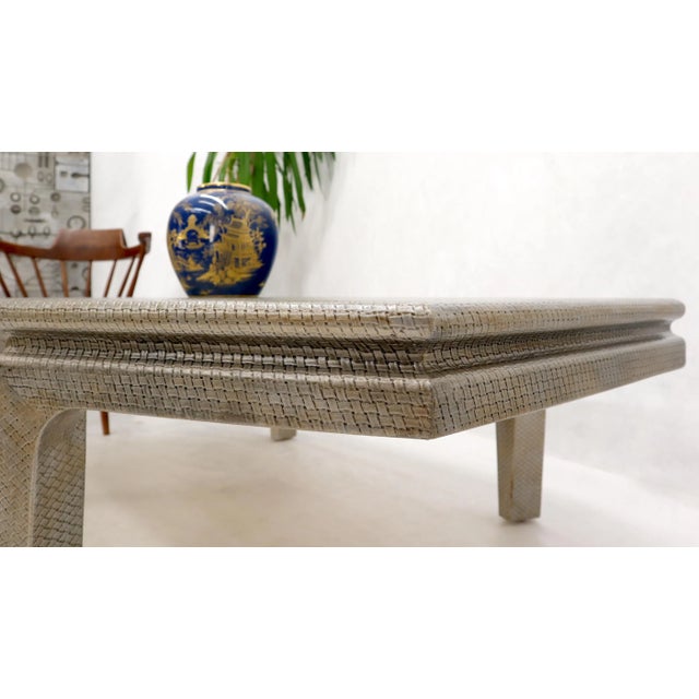 Animal Skin Embossed Leather Rapped Boat Shape Coffee Table For Sale - Image 7 of 10